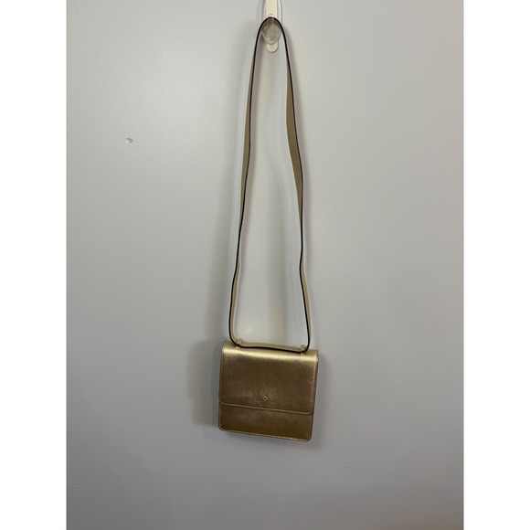 Kate Spade Gold Crossbody Bag Small Metallic Leather Purse Handbag - Picture 1 of 6